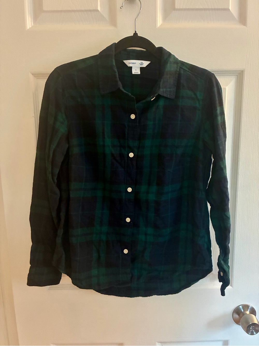 Old Navy Green and Navy Plaid Button-Down Shirt